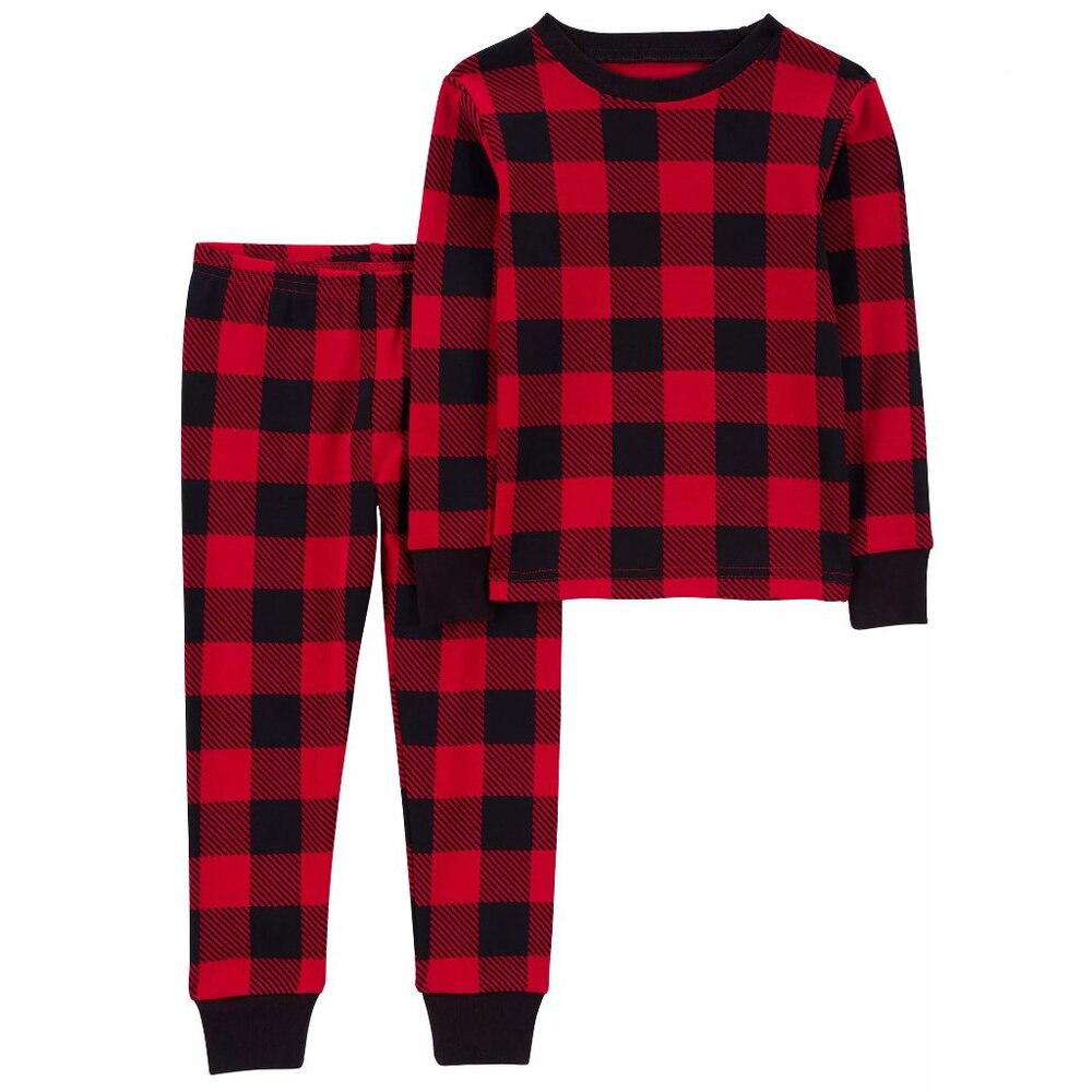 Toddler Boys Girls Carter's 2pc Buffalo Check Snug Fit Pajamas Size 2T 3T 4T NWT